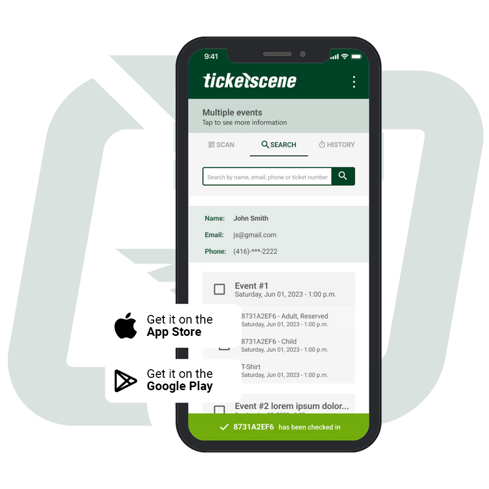 Ticketscene scanner application available in Google Play and Apple Store